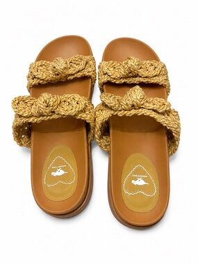 Rocket Dog Woven Slide Sandals Women’s Size 8 Tan Double Strap Sandals NWOB